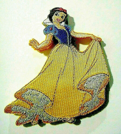 4 inches tall , a new Snow White & the 7 Dwarfs  "Show White Dances Away" embroidered patch. Sew on or iron on. New.

Please note we will always combine shipping on like items.  Any additional patch or pin will ship for 50 cent per item.  Any additional payment will be reimbursed to your Paypal account.  Thank You.