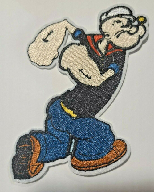 5 inches tall , a new Popeye the Sailor Man "Angry Walk" embroidered patch. Sew on or iron on. New.

Please note we will always combine shipping on like items.  Any additional patch or pin will ship for 50 cent per item.  Any additional payment will be reimbursed to your Paypal account.  Thank You.