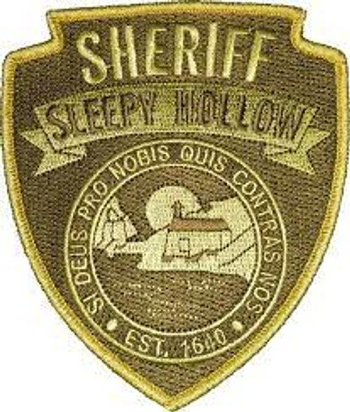 4.5 inches tall, a new SLEEPY HOLLOW Sheriff Department Shoulder embroidered patch. Sew on or iron on.

Please note we will always combine shipping on like items.  Any additional patch or pin will ship for 50 cent per item.  Any additional payment will be reimbursed to your Paypal account.  Thank You.