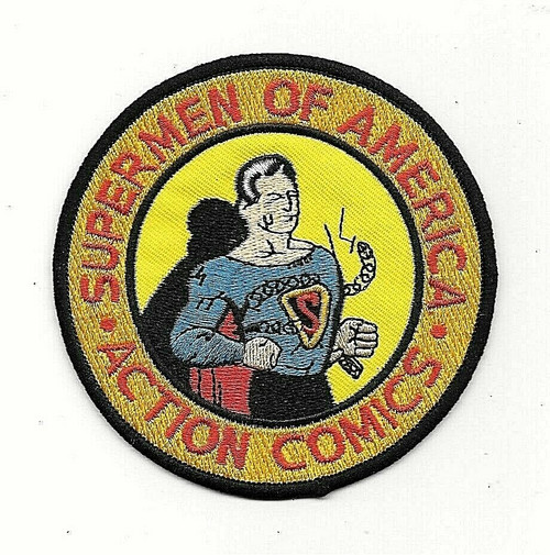3 3/4" diameter, Supermen Of America embroidered patch. Sew on or iron on. New.

Please note we will always combine shipping on like items.  Any additional patch or pin will ship for 50 cent per item.  Any additional payment will be reimbursed to your Paypal account.  Thank You.