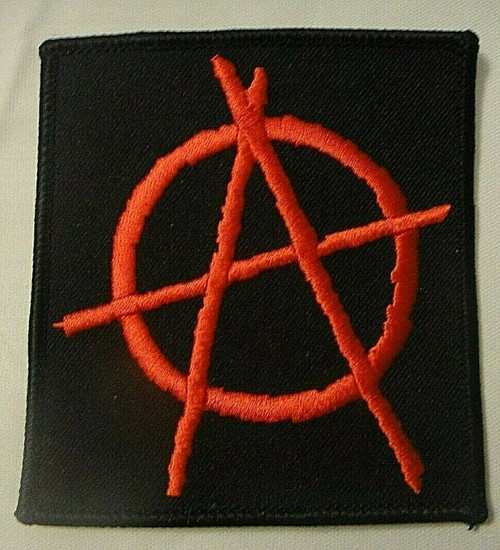 3.5 inches square, a new Sons of Anarchy "Circled A" embroidered shoulder patch. Sew on or iron on. 

Please note we will always combine shipping on like items.  Any additional patch or pin will ship for 50 cent per item.  Any additional payment will be reimbursed to your Paypal account.  Thank You.