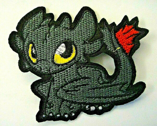 4 inches wide, a new How to Train Your Dragon "Toothless The Dragon" embroidered jacket patch. Sew on or iron.

Please note we will always combine shipping on like items.  Any additional patch or pin will ship for 50 cent per item.  Any additional payment will be reimbursed to your Paypal account.  Thank You.