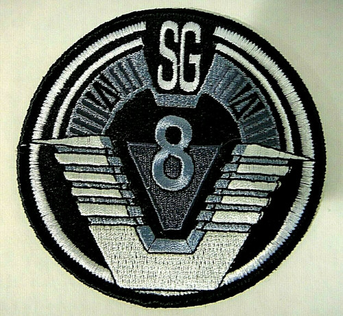 4" diameter, a new Stargate SG-8 Logo jacket patch. Sew or iron on. New. 

Please note we will always combine shipping on like items.  Any additional patch or pin will ship for 50 cent per item.  Any additional payment will be reimbursed to your Paypal account.  Thank You.