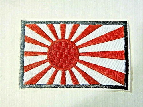 3.25 inches wide, a new Japan (Land of the Rising Sun) flag embroidered shoulder patch. Sew on or iron on. New. 

Please note we will always combine shipping on like items.  Any additional patch or pin will ship for 50 cent per item.  Any additional payment will be reimbursed to your Paypal account.  Thank You.