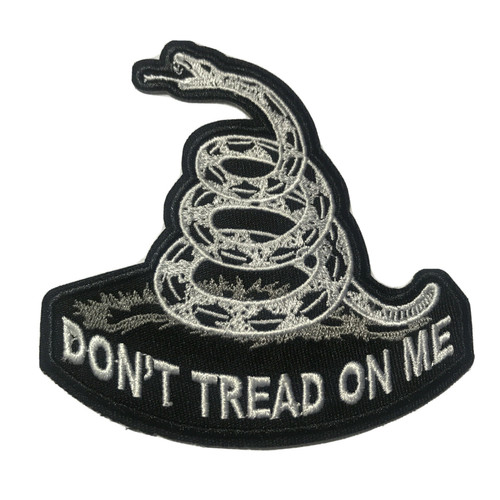 4.25 inches square,  a new "Don't Tread On Me" (Revolutionary War era -American Patriotism) die-cut embroidered patch. Sew on or Iron on. 
 
Please note we will always combine shipping on like items.  Any additional patch or pin will ship for 50 cent per item.  Any additional payment will be reimbursed to your Paypal account.  Thank You.