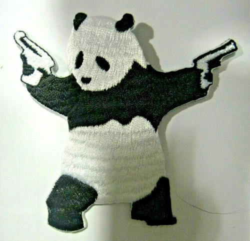 3 inches tall, a new Shooting Panda "Pop Culture Icon" embroidered patch. Sew on or iron on. New.

Please note we will always combine shipping on like items.  Any additional patch or pin will ship for 50 cent per item.  Any additional payment will be reimbursed to your Paypal account.  Thank You.