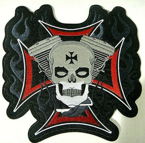 Iron Cross with Skull Face Motorcycle Embroidered Jacket Patch -new
Over 8. 1/2 inches wide.  Sew on or Iron. 


Please note we will always combine shipping on like items.  Any additional patch or pin will ship for 50 cent per item.  Any additional payment will be reimbursed to your Paypal account.  Thank You.