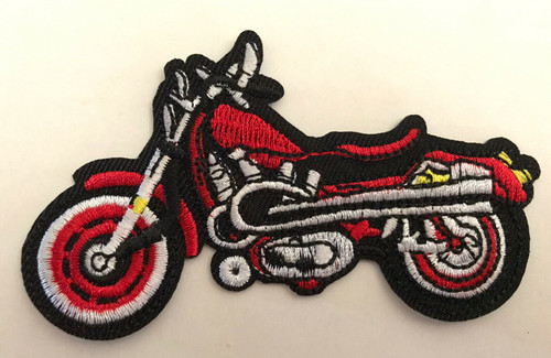 4 inches tall, a new Harley Davidson Red Motorcycle Embroidered Jacket Patch -new.    Sew on or Iron. 
 
Please note we will always combine shipping on like items.  Any additional patch or pin will ship for 50 cent per item.  Any additional payment will be reimbursed to your Paypal account.  Thank You.