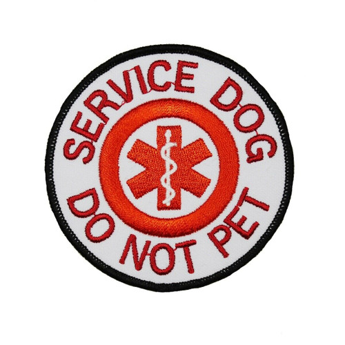 3 inches wide,  a new Service Dog "Do Not Pet"  Embroidered Jacket Patch.  Sew on or Iron on. 
 
Please note we will always combine shipping on like items.  Any additional patch or pin will ship for 50 cent per item.  Any additional payment will be reimbursed to your Paypal account.  Thank You.