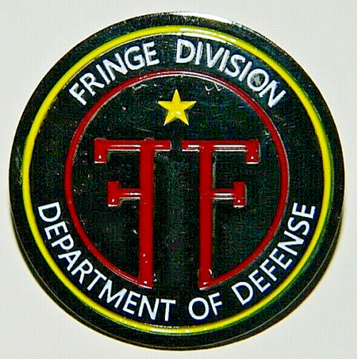 1 1/4 inch diameter,  a new Fringe Division Department of Defense Logo enamel pin, with clutch back. 

Please note we will always combine shipping on like items.  Any additional patch or pin will ship for 50 cent per item.  Any additional payment will be reimbursed to your Paypal account.  Thank You.