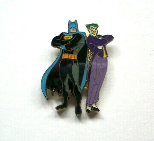 1 1/2" inches tall, Batman & Joker "Batman Animated"  side by side enamel pin with clutch back. New.  Combined shipping on all items.  

Please note we will always combine shipping on like items.  Any additional patch or pin will ship for 50 cent per item.  Any additional payment will be reimbursed to your Paypal account.  Thank You.