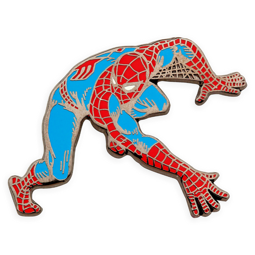 1 1/2 inches tall. the Amazing Spider-man "CRAWL" enamel pin with clutch back. New.

Please note we will always combine shipping on like items.  Any additional patch or pin will ship for 50 cent per item.  Any additional payment will be reimbursed to your Paypal account.  Thank You.