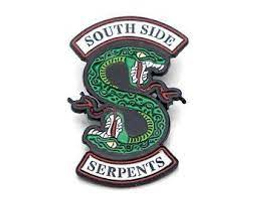 1.75 inches tall, a new Riverdale South Side Serpents logo enamel pin.  Includes a double.clutch on the back.  New.

Please note we will always combine shipping on like items.  Any additional patch or pin will ship for 50 cent per item.  Any additional payment will be reimbursed to your Paypal account.  Thank You.