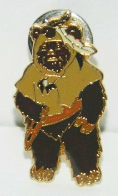 1. 1/4 inches wide, a new  Star Wars: Wicket the Ewok Full Figure Logo Cloisonne PIn with pin back clutch.  The pin features a cut out of character standing,  Licensed 1990s by Hollywood Pins Pins Company. 

Please note we will always combine shipping on like items.  Any additional patch or pin will ship for 50 cent per item.  Any additional payment will be reimbursed to your Paypal account.  Thank You.