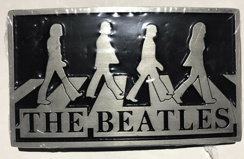 New licensed metal The Beatles Abbey Road Stamped Embossed Belt Buckle.
The features are stamped creating a raised relief mimicking the Abbey Road Album.  
The belt buckle measures 4 inches wide by 2. 3/8  inches tall.  
The buckle will accommodate a belt strap upto to 1.5 inches wide.   A web belt or any belt strap is not included,  only the buckle described. 

Please note we will always combine shipping on like items.  Any additional patch or pin will ship for 50 cent per item.  Any additional payment will be reimbursed to your Paypal account.  Thank You.