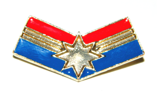 1. 5/8 inch wide,  a new Marvel Comics Captain Marvel V Star Logo Metal Enamel Pin with clutch back.

Please note we will always combine shipping on like items.  Any additional patch or pin will ship for 50 cent per item.  Any additional payment will be reimbursed to your Paypal account.  Thank You.