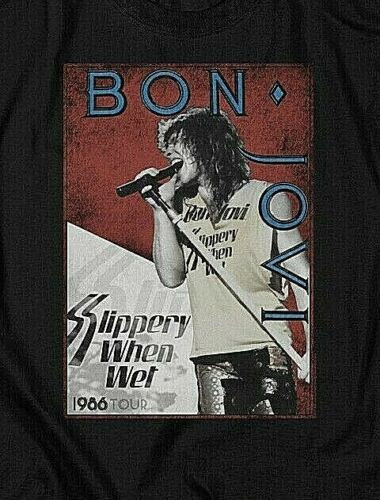 Bon Jovi, Slippery When Wet 1986 Tour Mens Adult T-Shirt New
