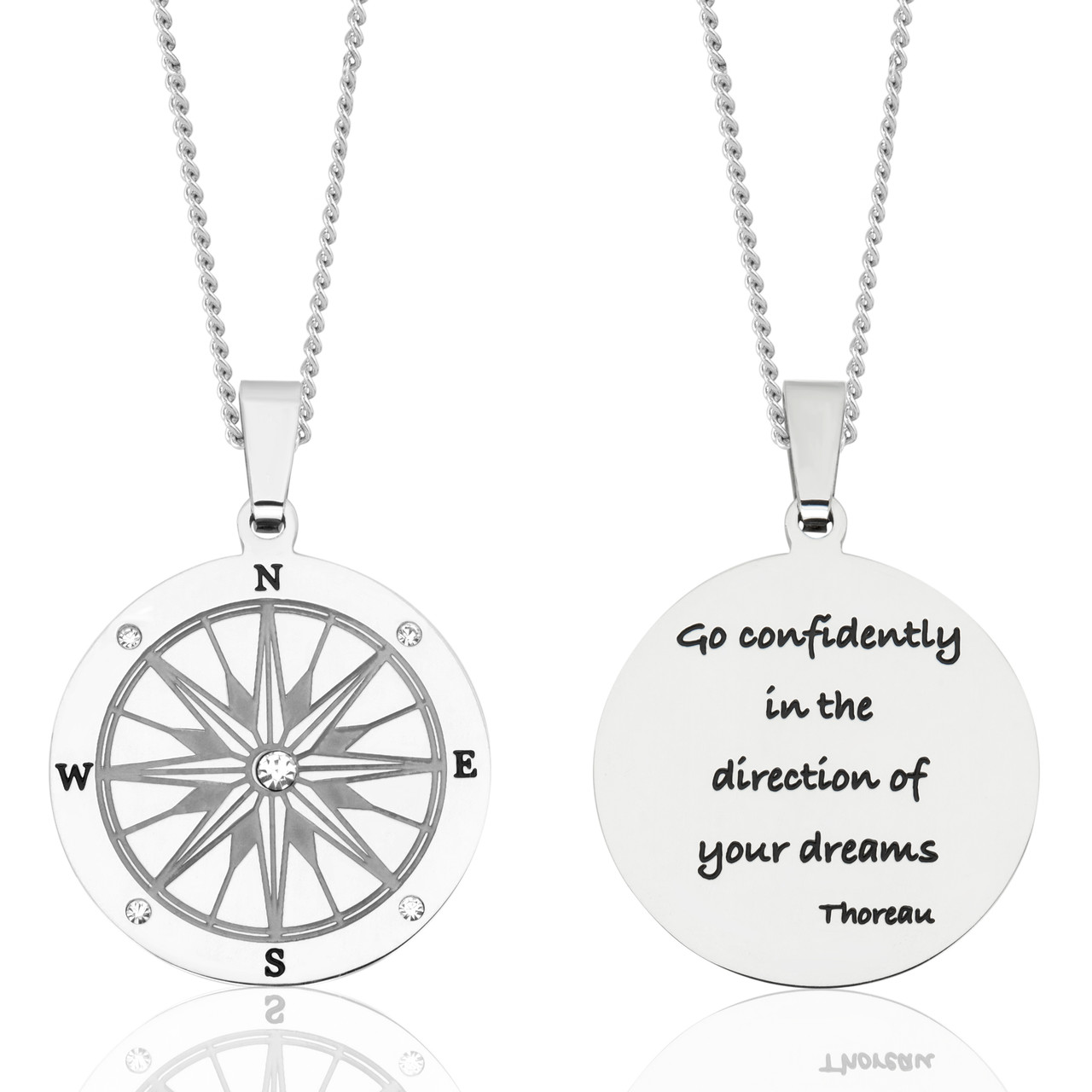 WOUOVO Navy-Anchor Travel-Map Rotatable Compass Necklace for Women Men,925  Sterling Silver Inspirational Nautical Dream Opal Compass Pendant Jewelry  Graduation gifts for Boys Girls | Amazon.com