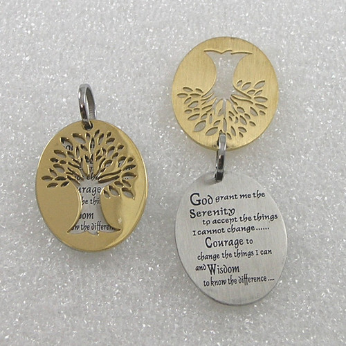 Tree Serenity Prayer Pendant Necklace