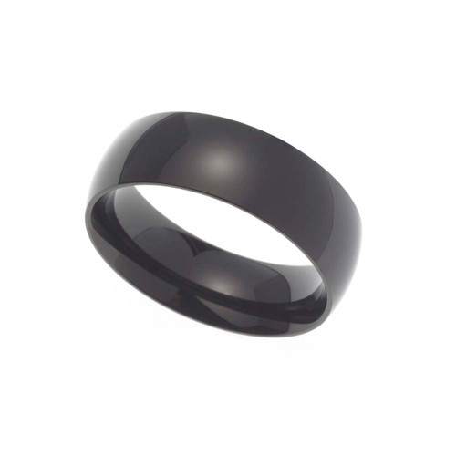 7MM Polished Black Ion Plated Stainless Steel Dome Wedding Band
