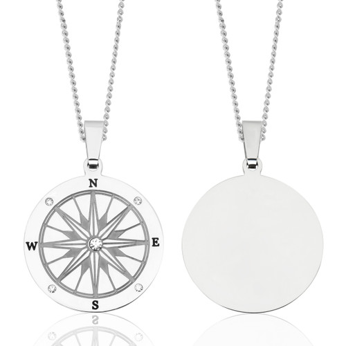 Compass Necklace in Silver is a symbol of adventure, brave decisions, and spontaneity. This special piece allows you to follow your own inner compass, as life is a journey and only you are the map. This beautiful compass necklace comes with 5 Cubic Zirconia stones.
