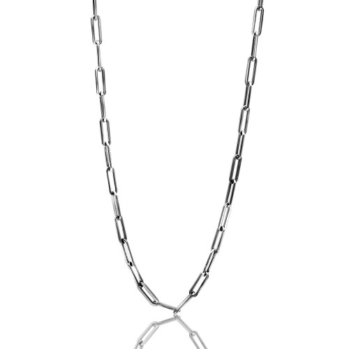 Paper Clip Chain Link Necklace - Stainless Steel 18"