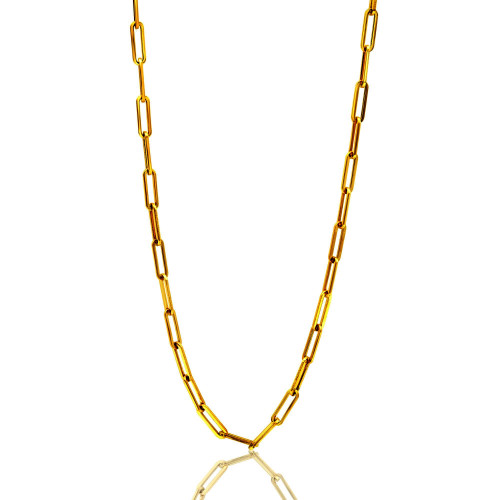 Paper Clip Necklace - Large Chain Links - Gold Plated 18"