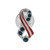 Patriotic American Flag Crystal and Enamel Ribbon Pin - Steel Plated Brass Lapel Pin