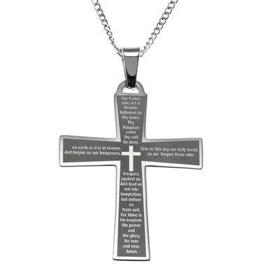 lords prayer cross necklace