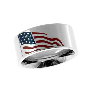 Stainless Steel American Flag Enamel Ring - Patriotic USA Jewelry for ...
