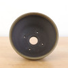  4.5" Semi-glazed Stripe Patterned Round Shohin Pot by Mikel Edwards