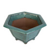 12" Handmade Hexagon Bonsai Pot - Teal