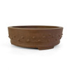 10.5" Handmade Unglazed Round Drum Nail Bonsai Pot