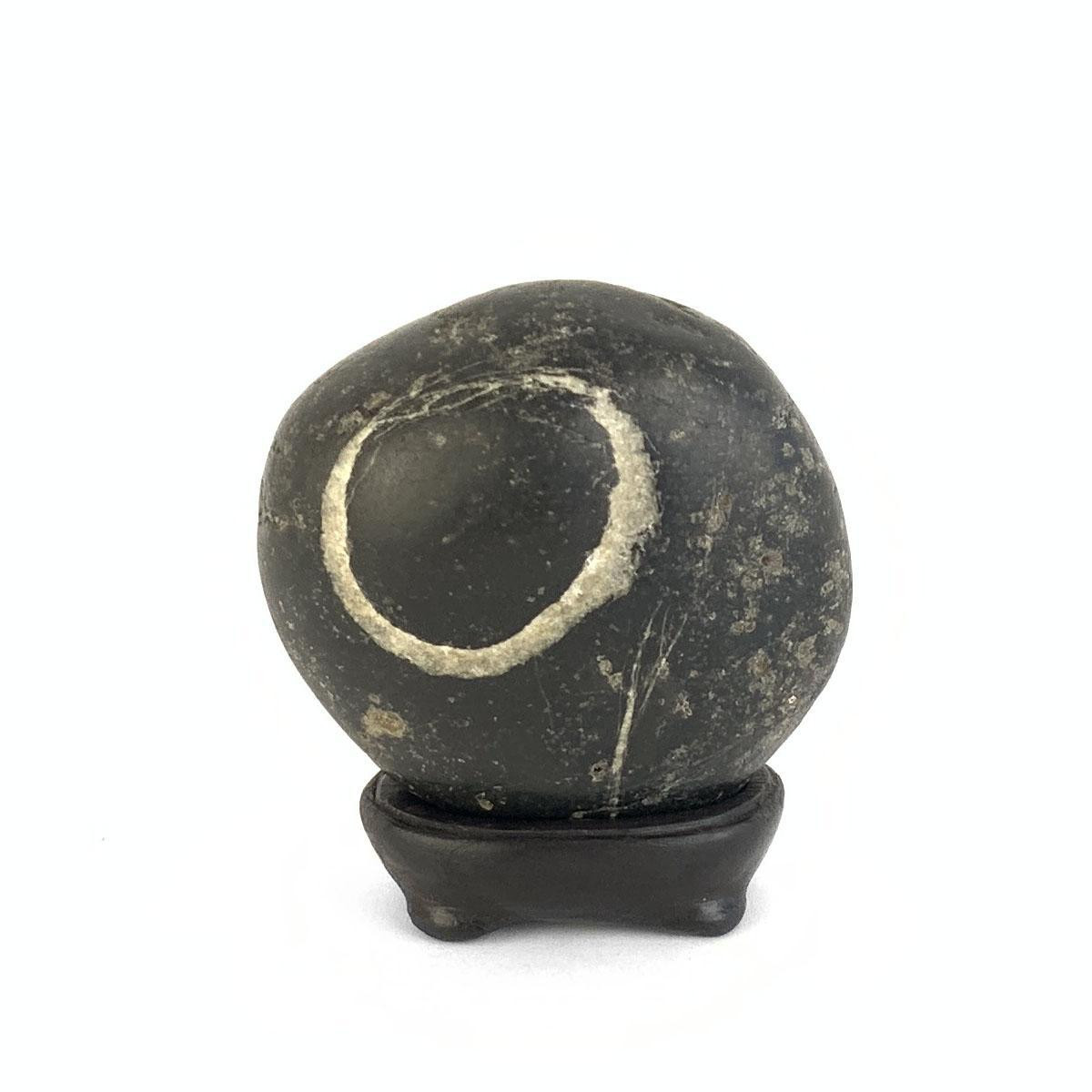 Japanese Suiseki - Gensho-seki Eclipse Stone with Daiza - Eastern Leaf