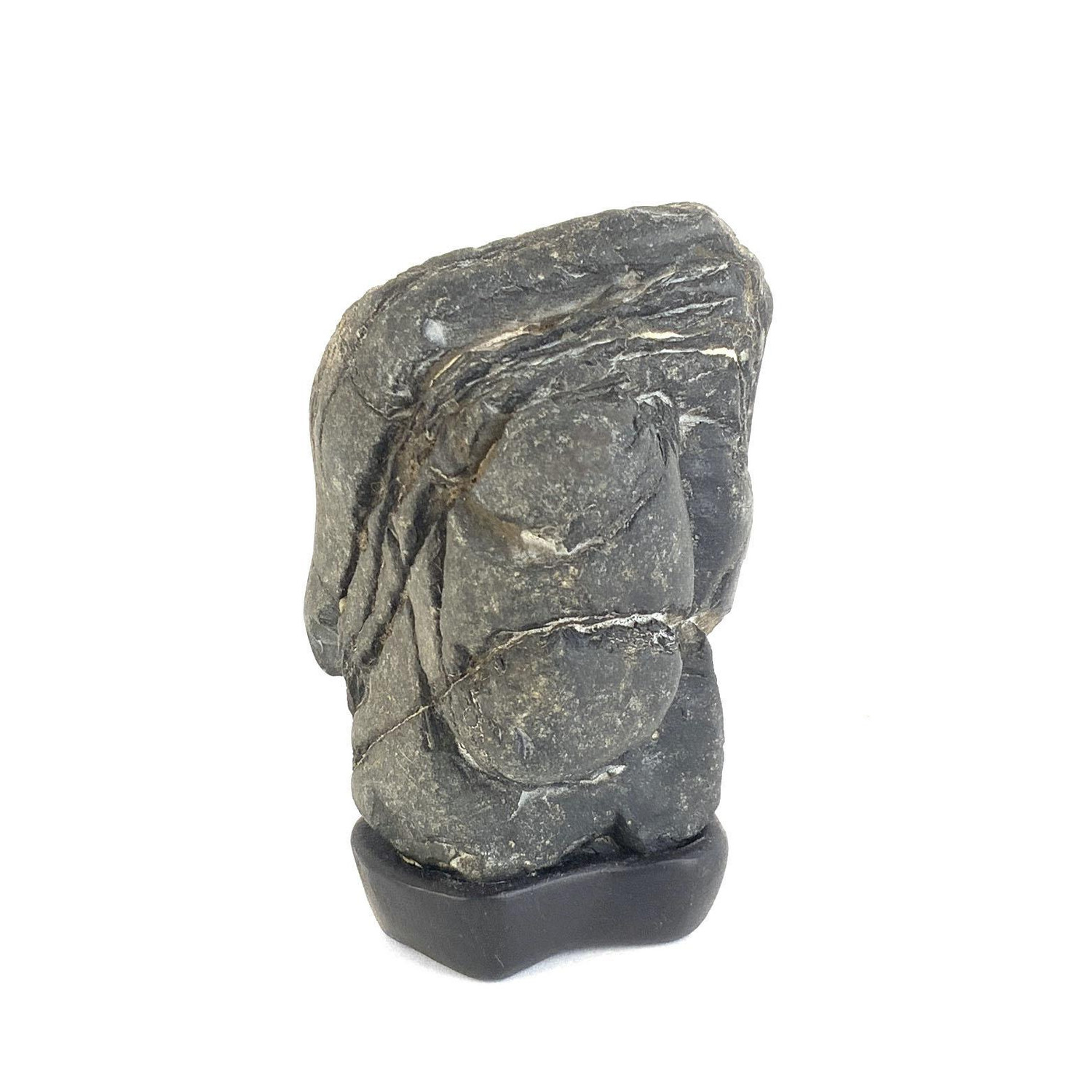 Japanese Suiseki - Japanese Gray River Stone with Daiza - Eastern Leaf