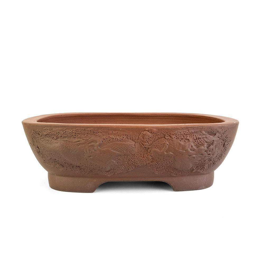 10" Unglazed Rectangle Dragon Tokoname Bonsai Pot - Eastern Leaf