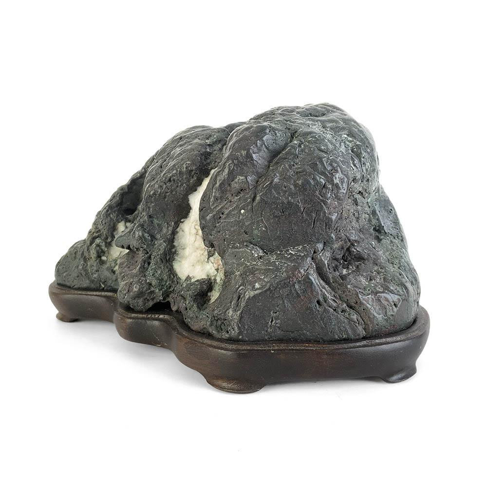 Japanese Suiseki - Abe River Twin Waterfall Stone with Daiza