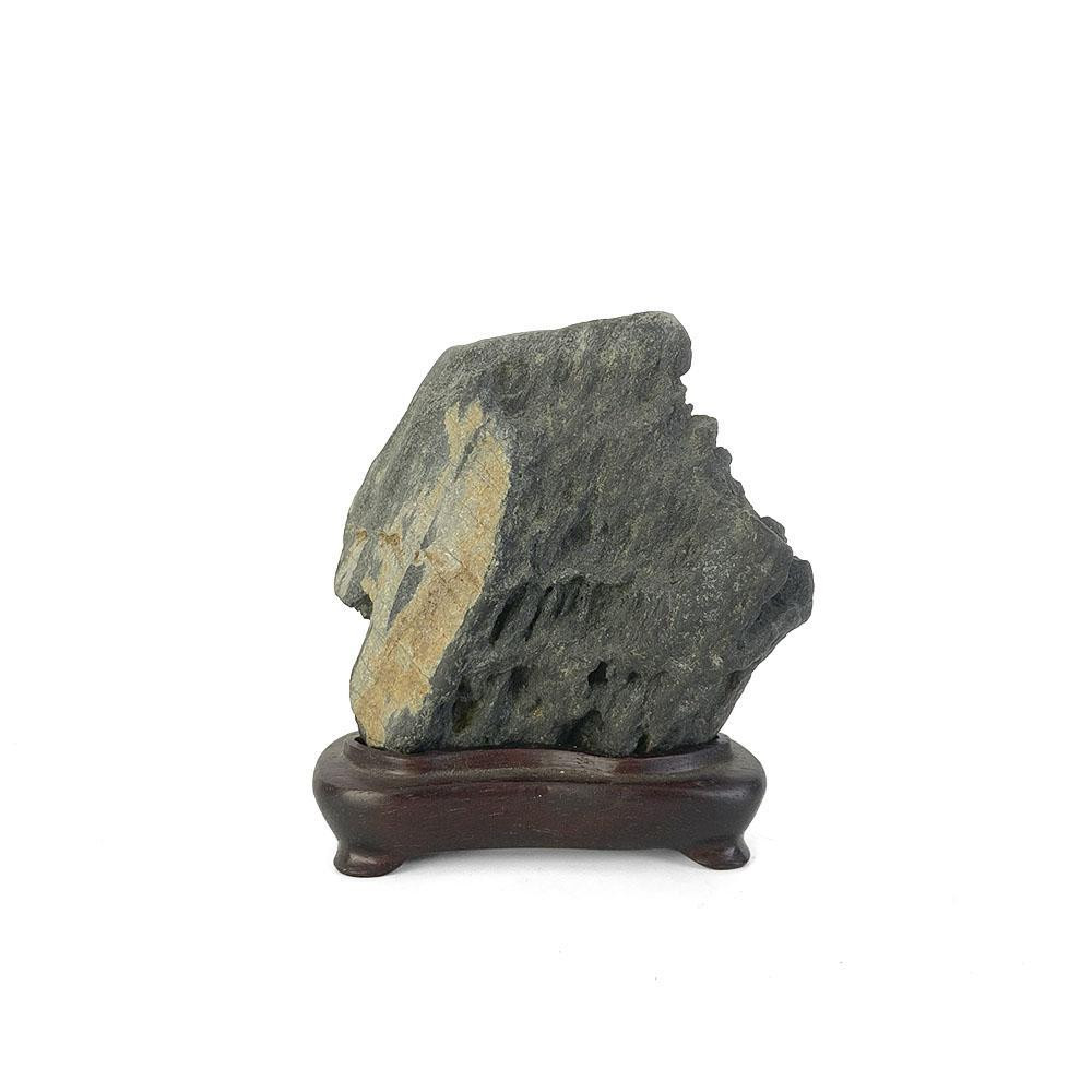 ROKI is SADD 　stone  Japanese Suiseki - Saji River Object Stone with Daiza - Eastern Leaf