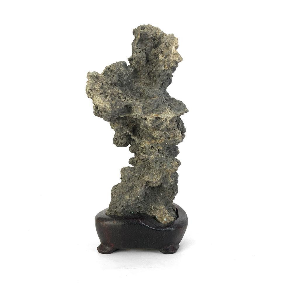 Japanese Suiseki - Kamo River Abstract Stone with Daiza - Eastern Leaf