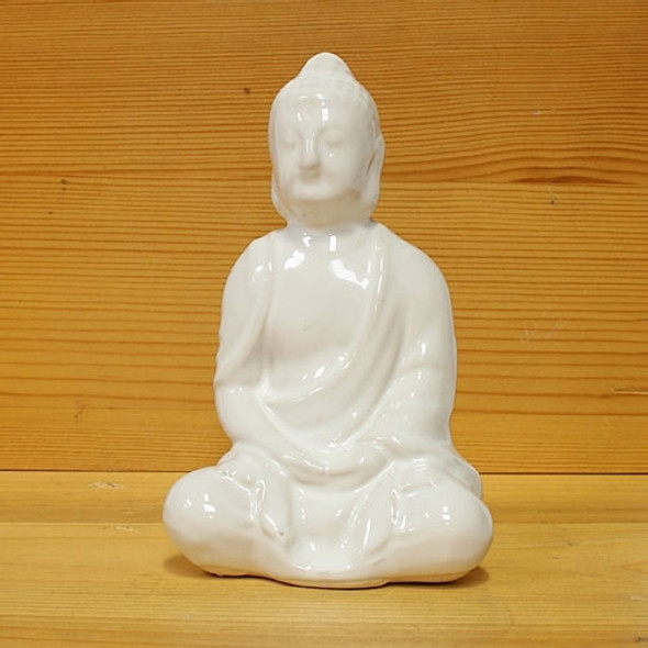 Sitting Buddha, Glazed White