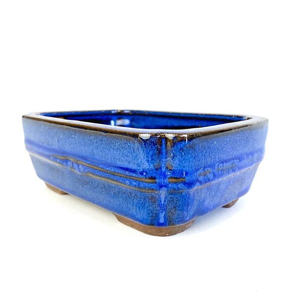 6" Banded Rectangle Pot - Blue