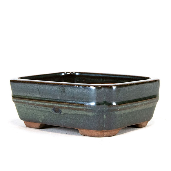 6" Banded Rectangle Pot - Deep Green