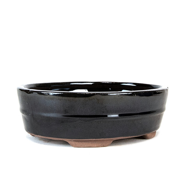  8.5" Banded Oval Pot - Black
