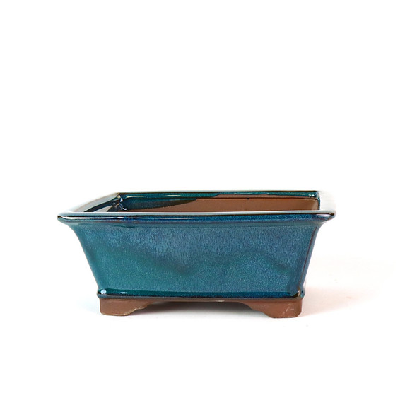 8" Tall Footed Rectangle Pot - Teal