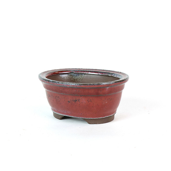 5" Tall Oval Shohin Pot - Red