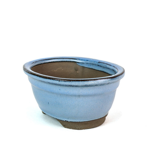 5" Tall Oval Shohin Pot - Light Blue