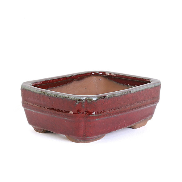 6" Banded Rectangle Pot - Red