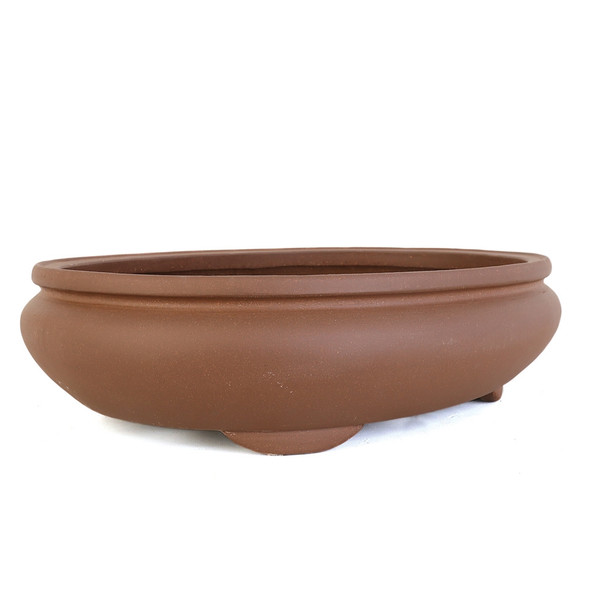 16" Handmade Unglazed Tall Oval Pot