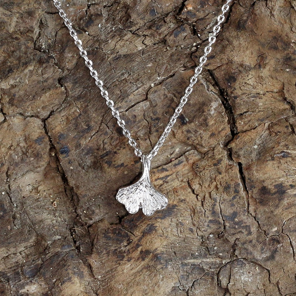 Silver Ginkgo Leaf Necklace