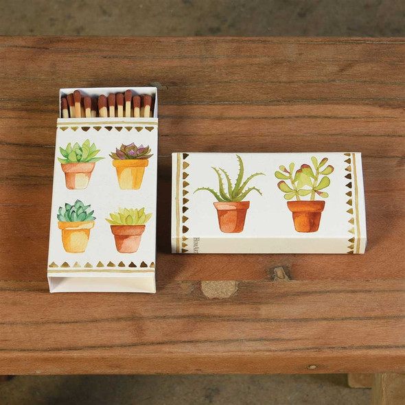 Large Matchbox - Watercolor Succulents Large Matchbox - Watercolor Succulents